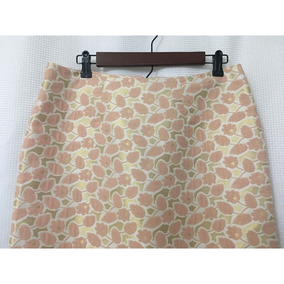 Merona Women Skirt Pencil Straight Sz 8 Peach Gold Metallic Brocade Evening SK5 - Picture 5 of 8